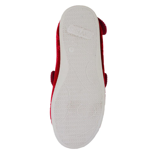Pavers Wide Fit Adjustable Fasten Full Slipper - Burgundy Floral
