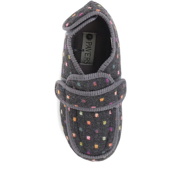 Pavers Wide Fit Adjustable Fasten Full Slipper - Grey Multi