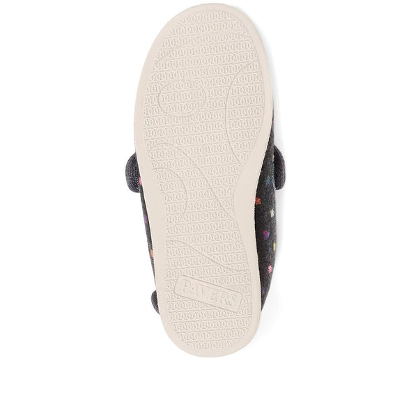 Pavers Wide Fit Adjustable Fasten Full Slipper - Grey Multi