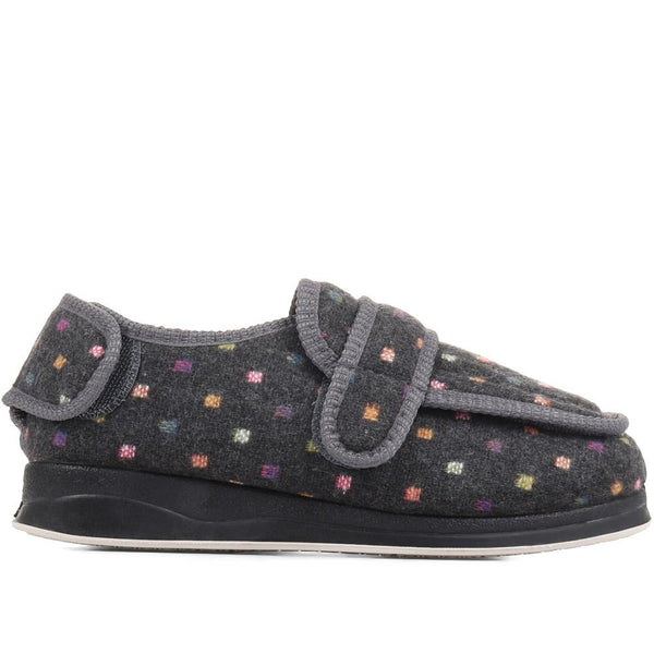 pavers Wide Fit Adjustable Fasten Full Slipper - Grey Multi