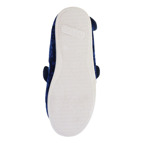 Pavers Wide Fit Adjustable Fasten Full Slipper - Navy Floral