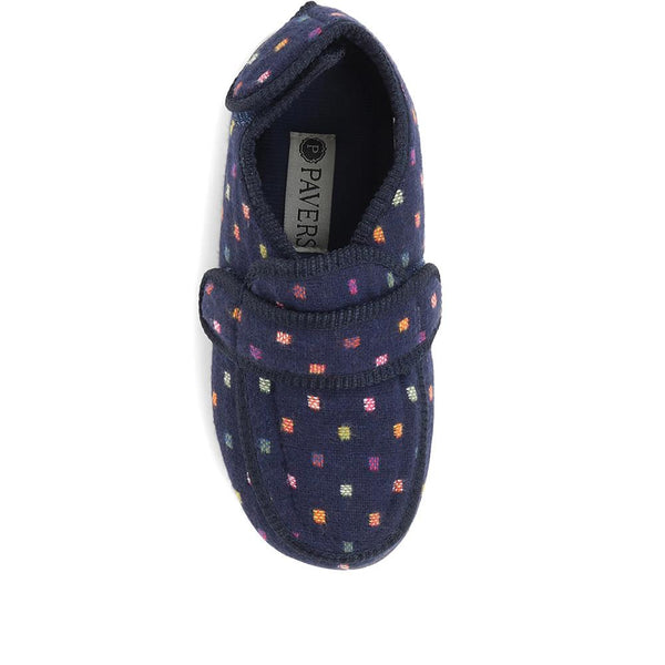 Pavers Wide Fit Adjustable Fasten Full Slipper - Navy Multi