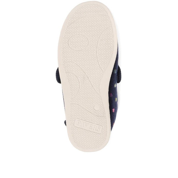 Pavers Wide Fit Adjustable Fasten Full Slipper - Navy Multi