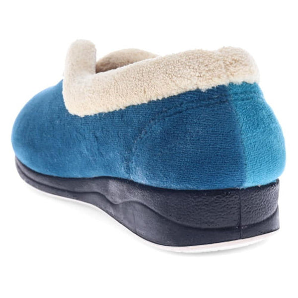 Pavers Wide Fit Cosy Antibacterial Full Slippers - Blue Teal