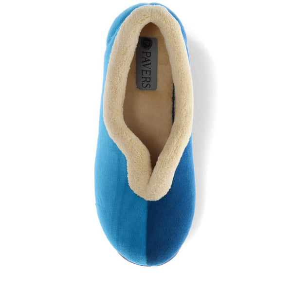 Pavers Wide Fit Cosy Antibacterial Full Slippers - Blue Teal
