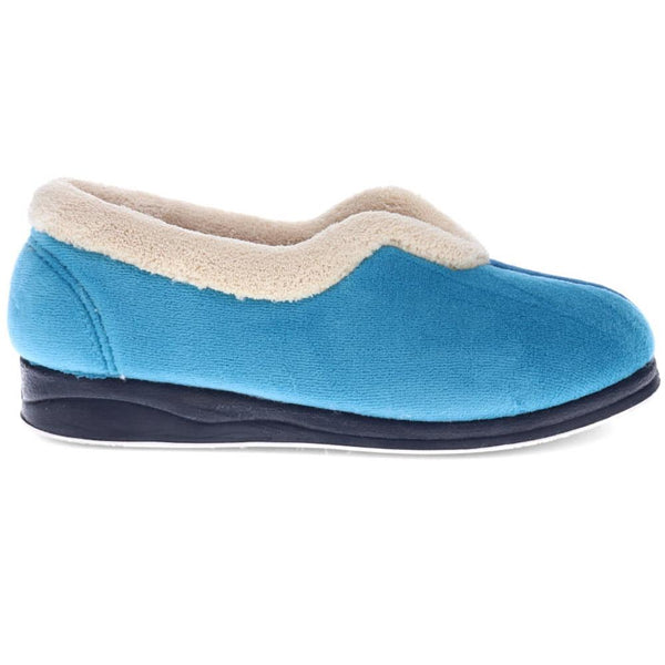 pavers Wide Fit Cosy Antibacterial Full Slippers - Blue Teal