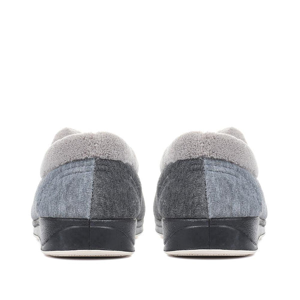 Pavers Wide Fit Cosy Antibacterial Full Slippers - Grey