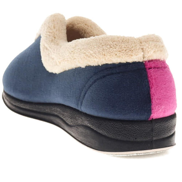 Pavers Wide Fit Cosy Antibacterial Full Slippers - Navy Raspberry