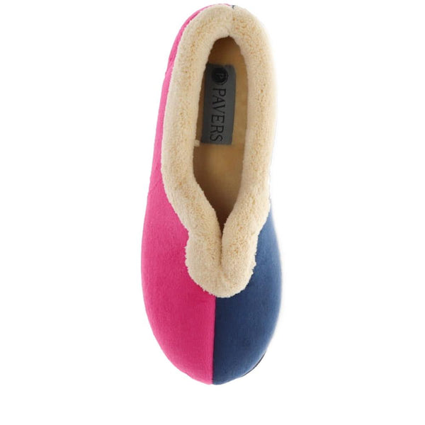 Pavers Wide Fit Cosy Antibacterial Full Slippers - Navy Raspberry