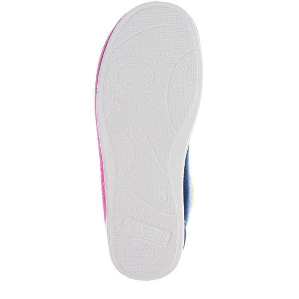 Pavers Wide Fit Cosy Antibacterial Full Slippers - Navy Raspberry