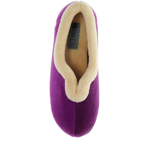 Pavers Wide Fit Cosy Antibacterial Full Slippers - Purple