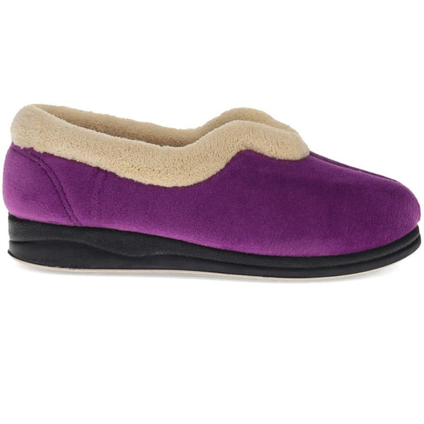 pavers Wide Fit Cosy Antibacterial Full Slippers - Purple