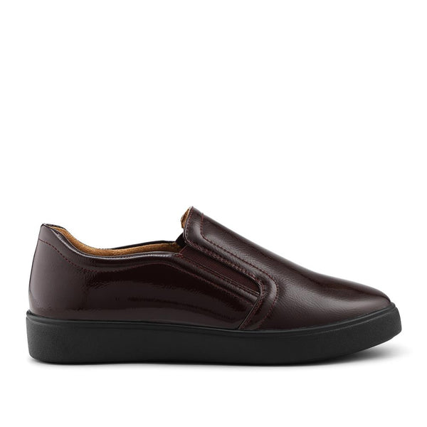 pavers Wide Fit Ladies' Slip-On Shoes - Burgundy Patent