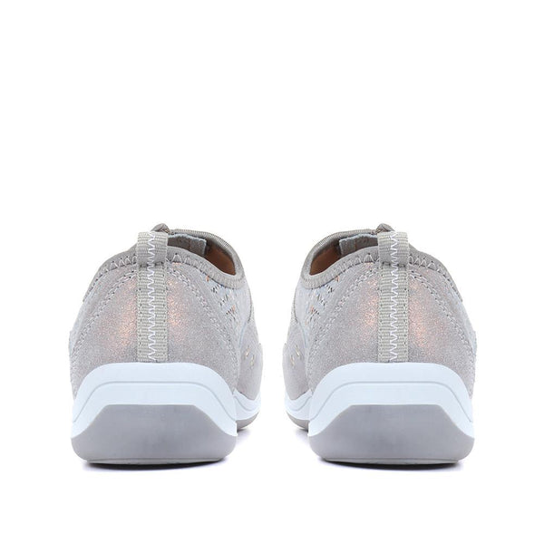 Pavers Wide Fit Leather Arch Support Trainers - Denim