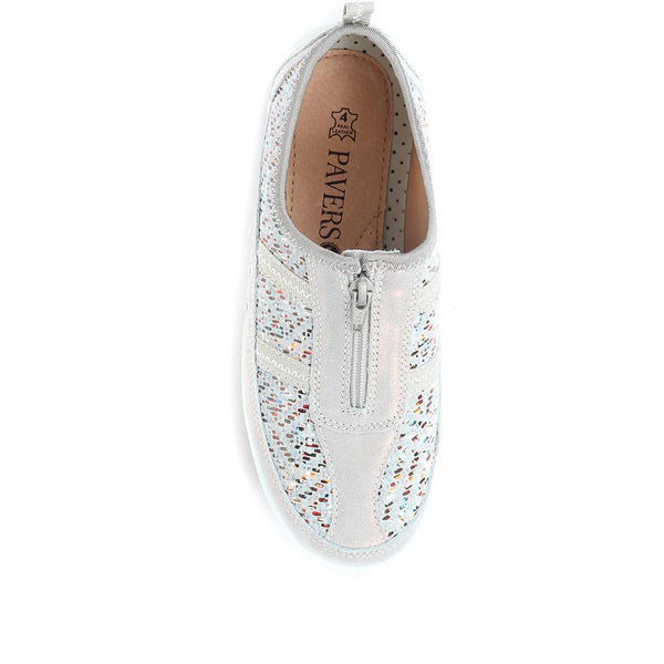 Pavers Wide Fit Leather Arch Support Trainers - Denim