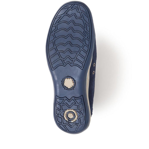 Pavers Wide Fit Leather Arch Support Trainers - Navy Multi