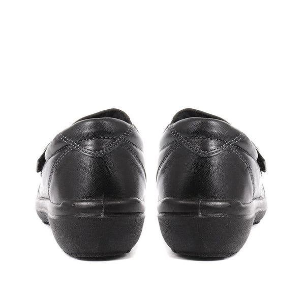 Pavers Wide Fit Leather One-Touch-Fasten Monk Shoes - Black