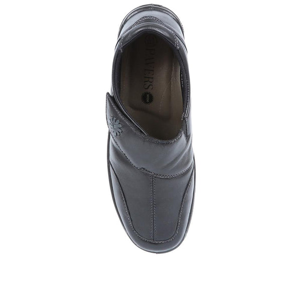 Pavers Wide Fit Leather One-Touch-Fasten Monk Shoes - Black