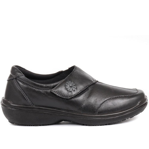 pavers Wide Fit Leather One-Touch-Fasten Monk Shoes - Black