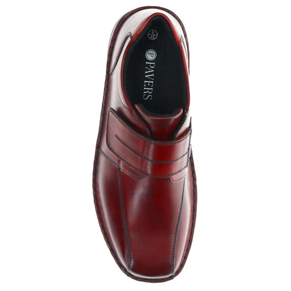 Pavers Wide Fit Leather Touch-Fasten Shoes - Bordeaux
