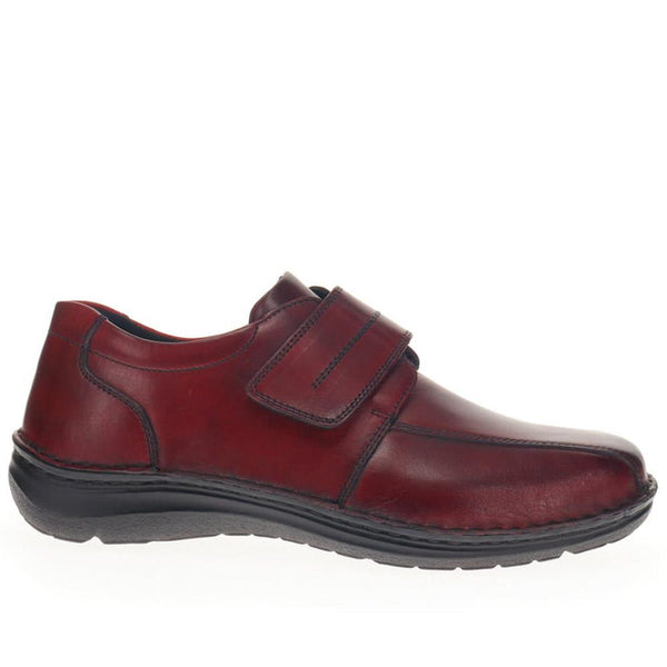 pavers Wide Fit Leather Touch-Fasten Shoes - Bordeaux