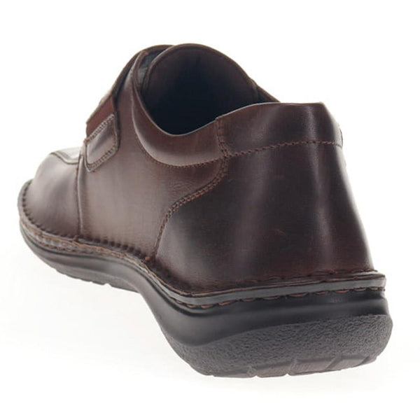 Pavers Wide Fit Leather Touch-Fasten Shoes - Dark Brown