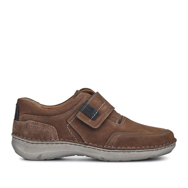 pavers Wide-Fit Leather Touch-Fasten Shoes - Dark Brown