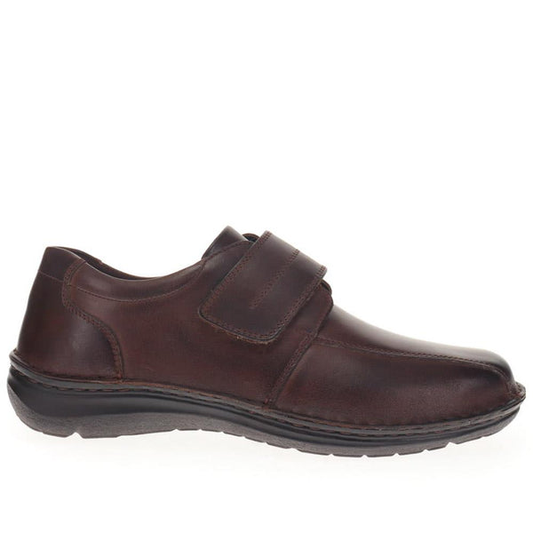 pavers Wide Fit Leather Touch-Fasten Shoes - Dark Brown