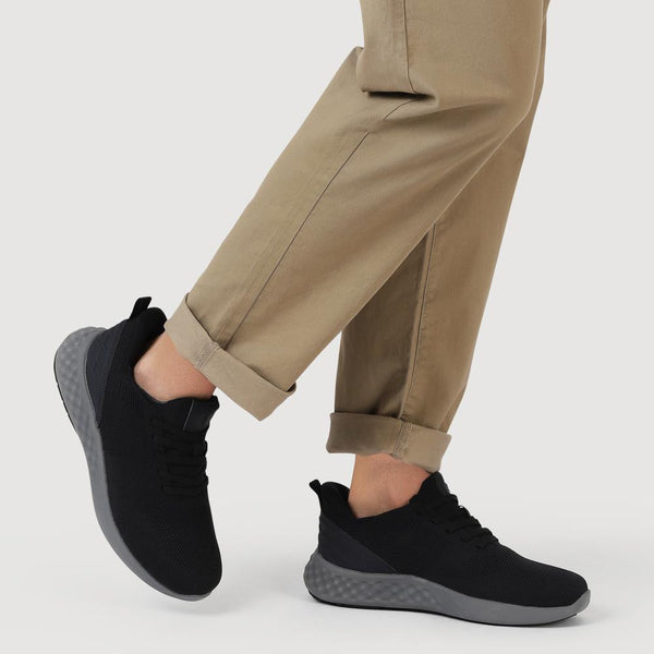 Pavers Wide Fit Memory Foam Lace Up Trainers - Dark Grey