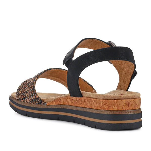 Pavers Wide-Fit Shock-Absorbing Sandals - Black Multi