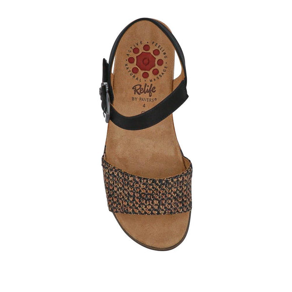 Pavers Wide-Fit Shock-Absorbing Sandals - Black Multi