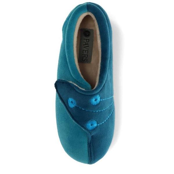 Pavers Wide Fit Warm Antibacterial Slippers - Blue Teal