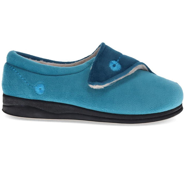 pavers Wide Fit Warm Antibacterial Slippers - Blue Teal