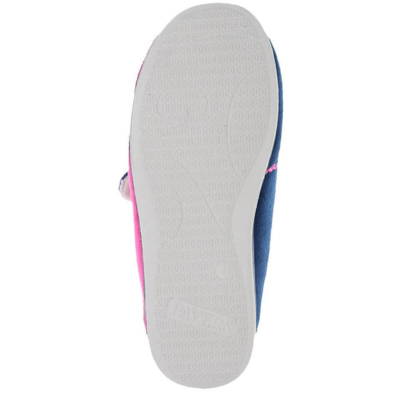 Pavers Wide Fit Warm Antibacterial Slippers - Navy Raspberry