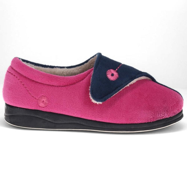 pavers Wide Fit Warm Antibacterial Slippers - Navy Raspberry