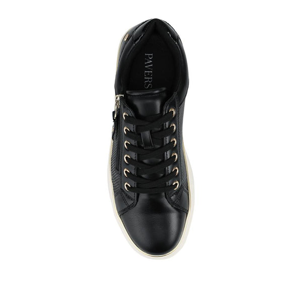 Pavers Wide Fit Zip & Lace Trainers With Grip Sole - Black