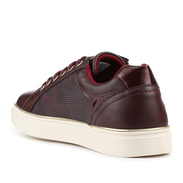 Pavers Wide Fit Zip & Lace Trainers With Grip Sole - Burgundy