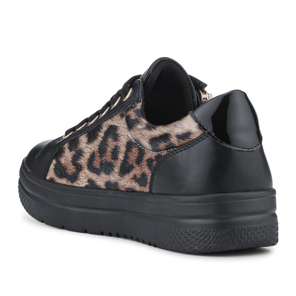 Pavers Zip-Up Chunky Platform Trainers - Black Leopard