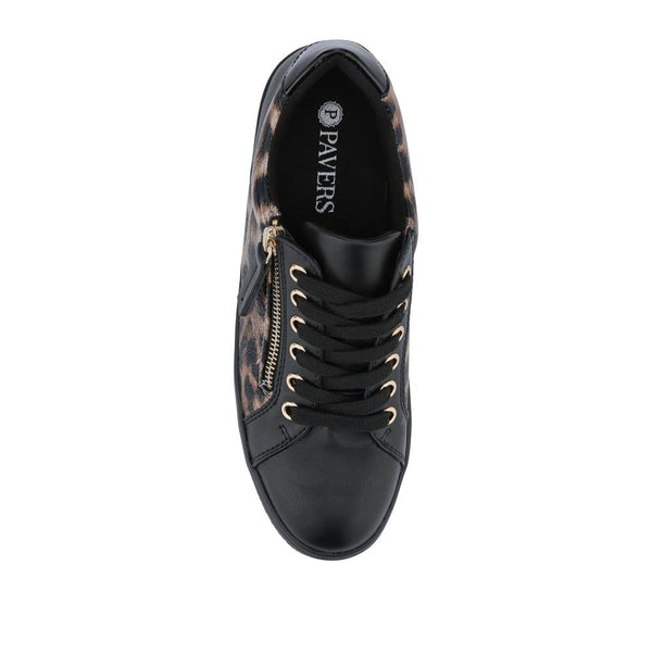 Pavers Zip-Up Chunky Platform Trainers - Black Leopard