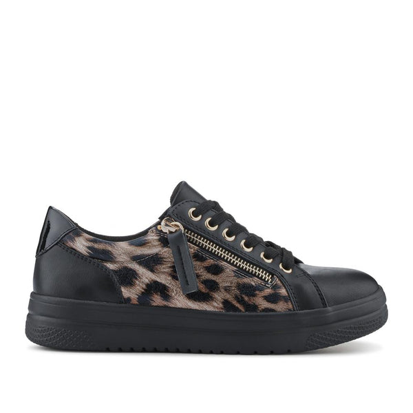 pavers Zip-Up Chunky Platform Trainers - Black Leopard