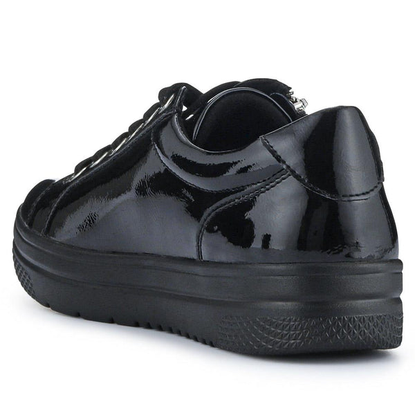 Pavers Zip-Up Chunky Platform Trainers - Black Patent