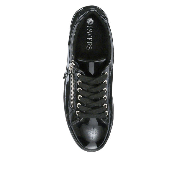 Pavers Zip-Up Chunky Platform Trainers - Black Patent