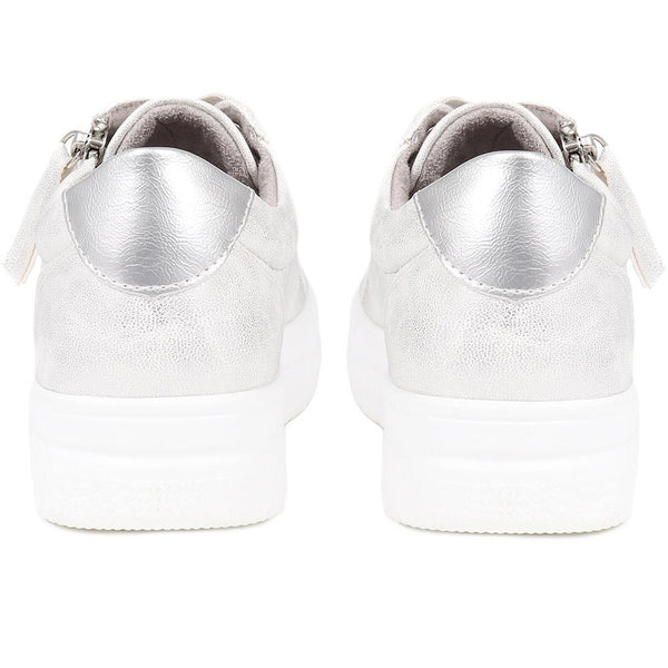 Pavers Zip-Up Chunky Platform Trainers - Silver Shimmer