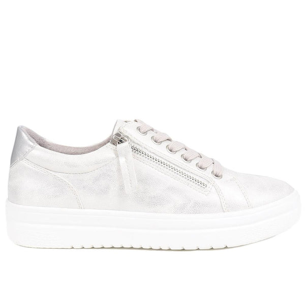 pavers Zip-Up Chunky Platform Trainers - Silver Shimmer