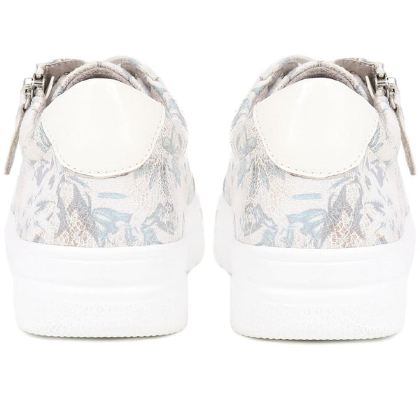 Pavers Zip-Up Chunky Platform Trainers - White Floral