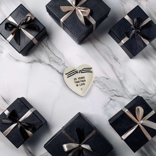 Pavilion Gift Company 25th Anniversary 4.5" X 4.5" Heart-Shaped Keepsake Dish