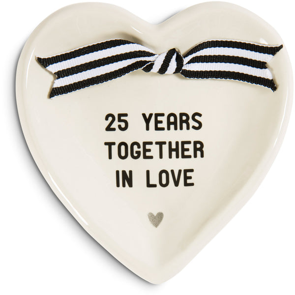 pavilion gift company 25th Anniversary 4.5" x 4.5" Heart-Shaped Keepsake Dish