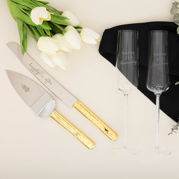 Pavilion Gift Company 25th Anniversary Gift Boxed 7 Oz Glass Toasting Flute Set
