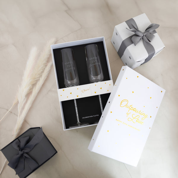 Pavilion Gift Company 25th Anniversary Gift Boxed 7 Oz Glass Toasting Flute Set