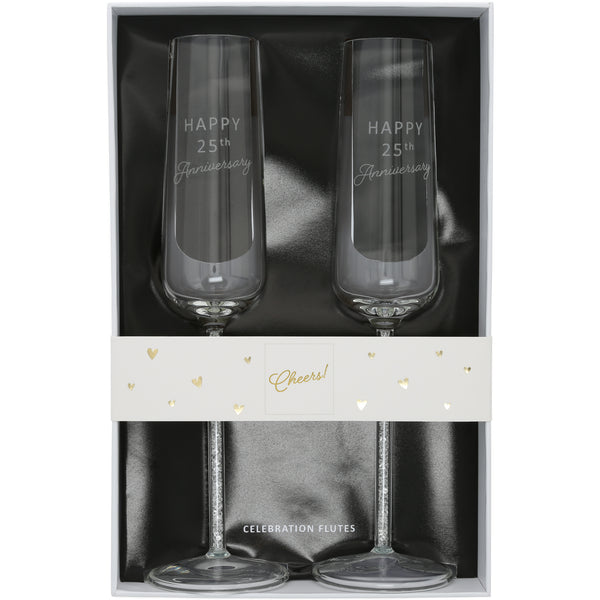 pavilion gift company 25th Anniversary Gift Boxed 7 oz Glass Toasting Flute Set